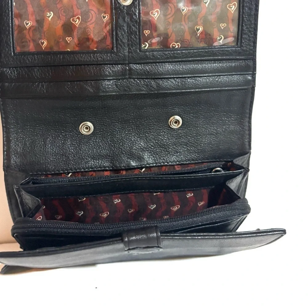 Brighton Brown Crocodile print leather wallet Clutch with Braided Detail